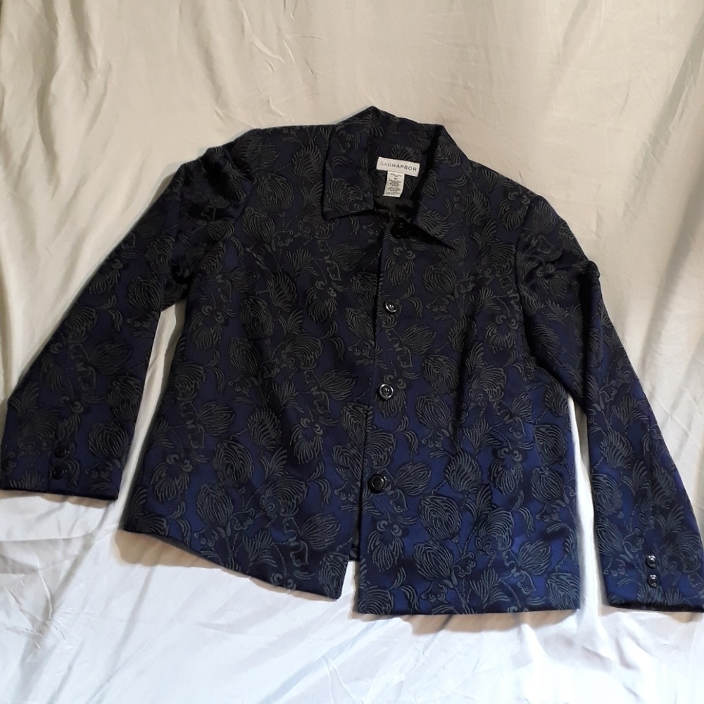 Sag Harbor Blue/Black Ornate Womens Jacket Size 10